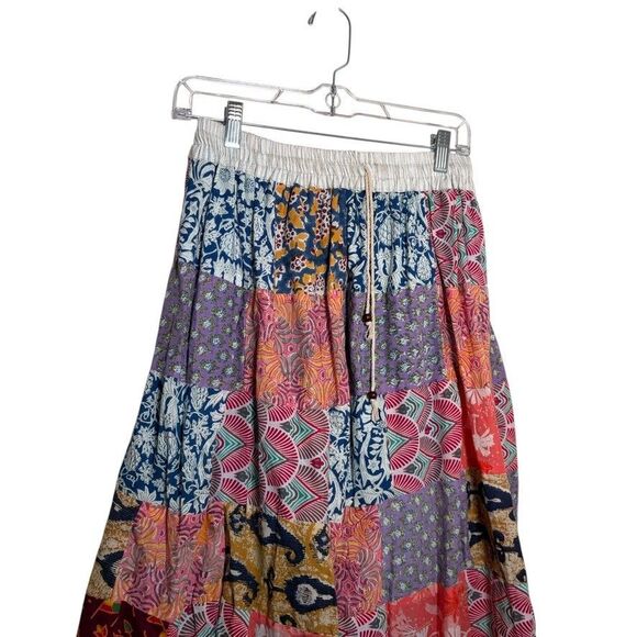 Jessica Taylor Skirt Women's Patchwork Cottage A-Line Lined Colorful Boho - Picture 2 of 10